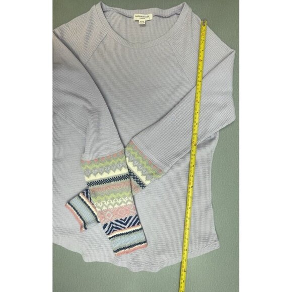 Beach Lunch Lounge Lavender Waffle Knit Thermal Long Sleeve Tee Size Medium - Picture 8 of 16